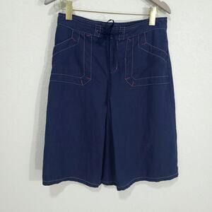 Rampage Skirt Womens Medium Navy Blue Linen Pockets Casual Preppy Sporty…